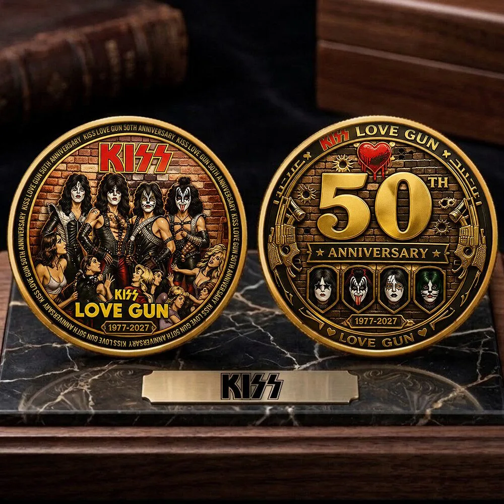 Kiss Love Gun 50th Anniversary Commemorative Collectible Coin