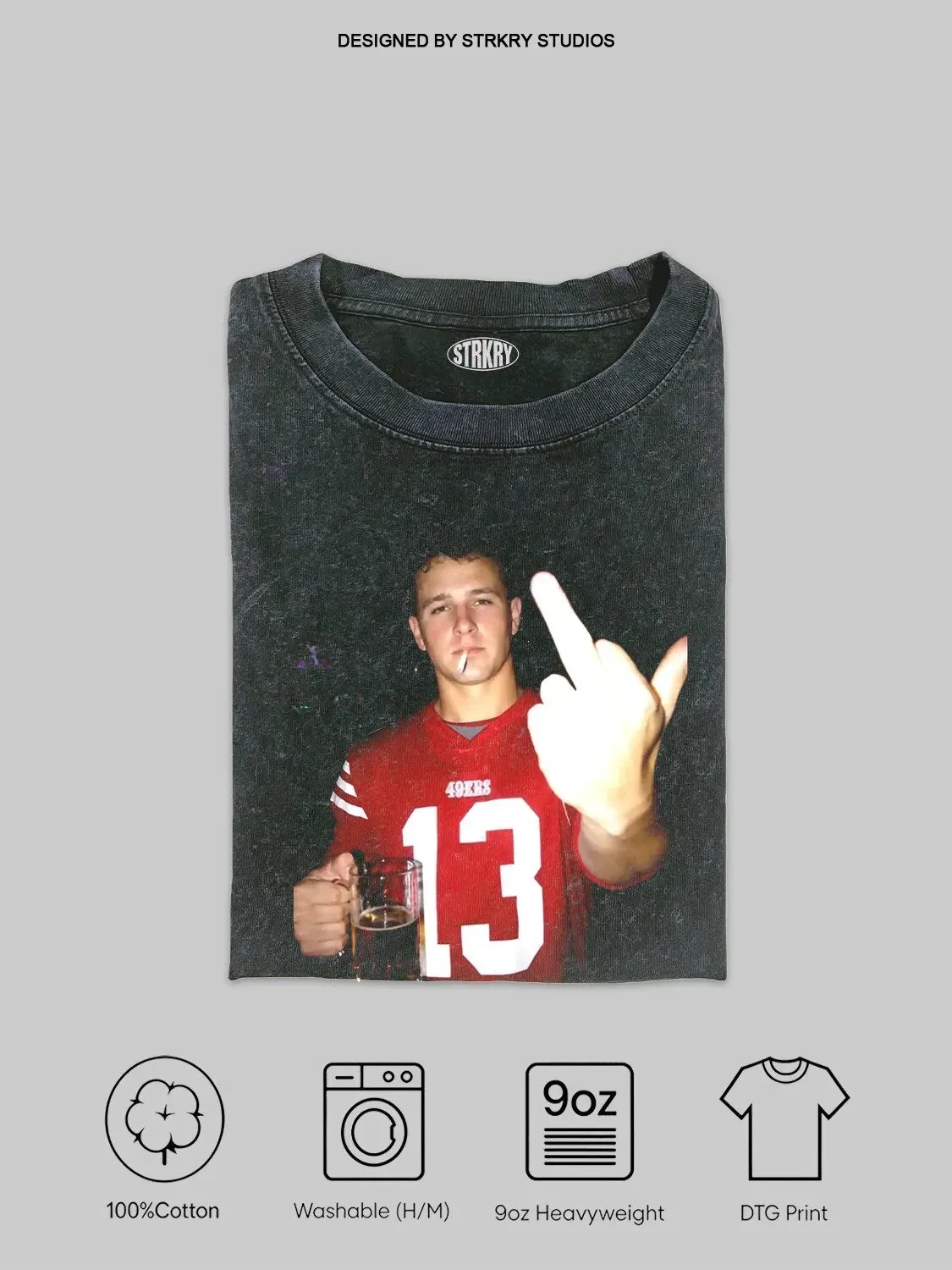 Brock Purdy Football Player Graphic Print Heavyweight Cotton T-Shirt 1 Brock Purdy Football Player Graphic Print Heavyweight Cotton T-Shirt