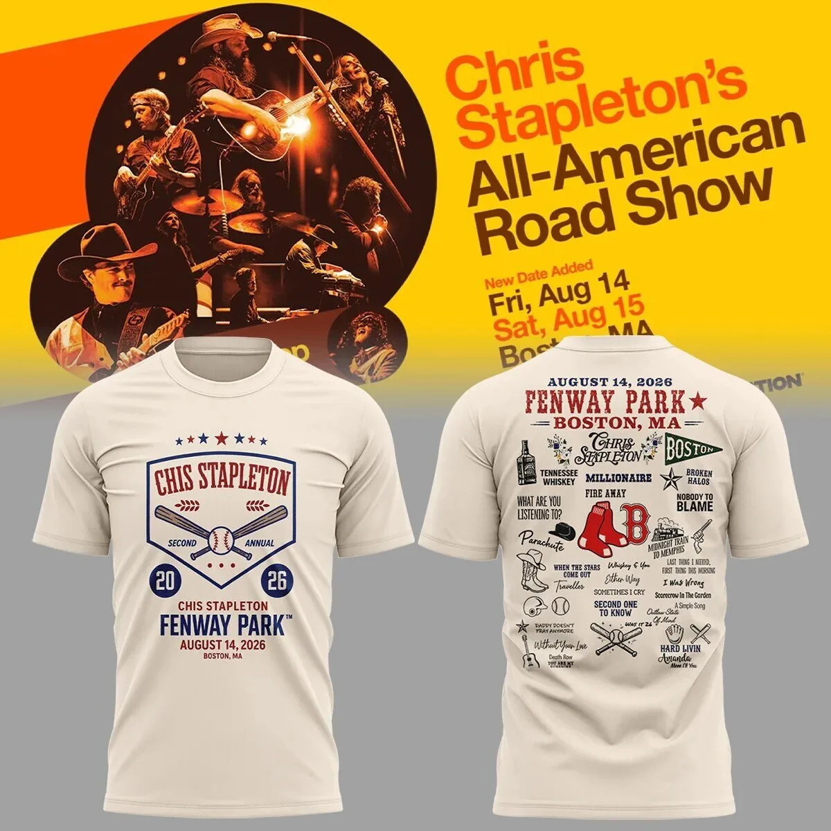 Fenway Park Concert Tee for Chris Stapleton's All American Road Show