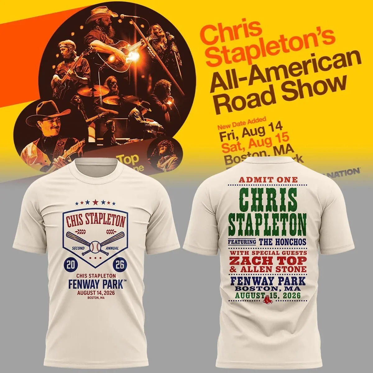 Fenway Park Concert Tee for Chris Stapleton's All-American Road Show
