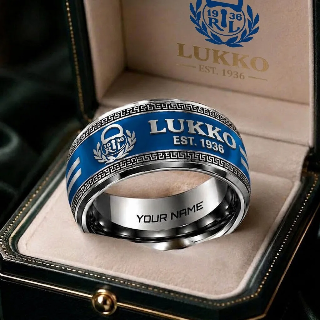 Lukko Liiga Ice Hockey Team Custom Name Ring, Finnish Ice Hockey League Jewelry