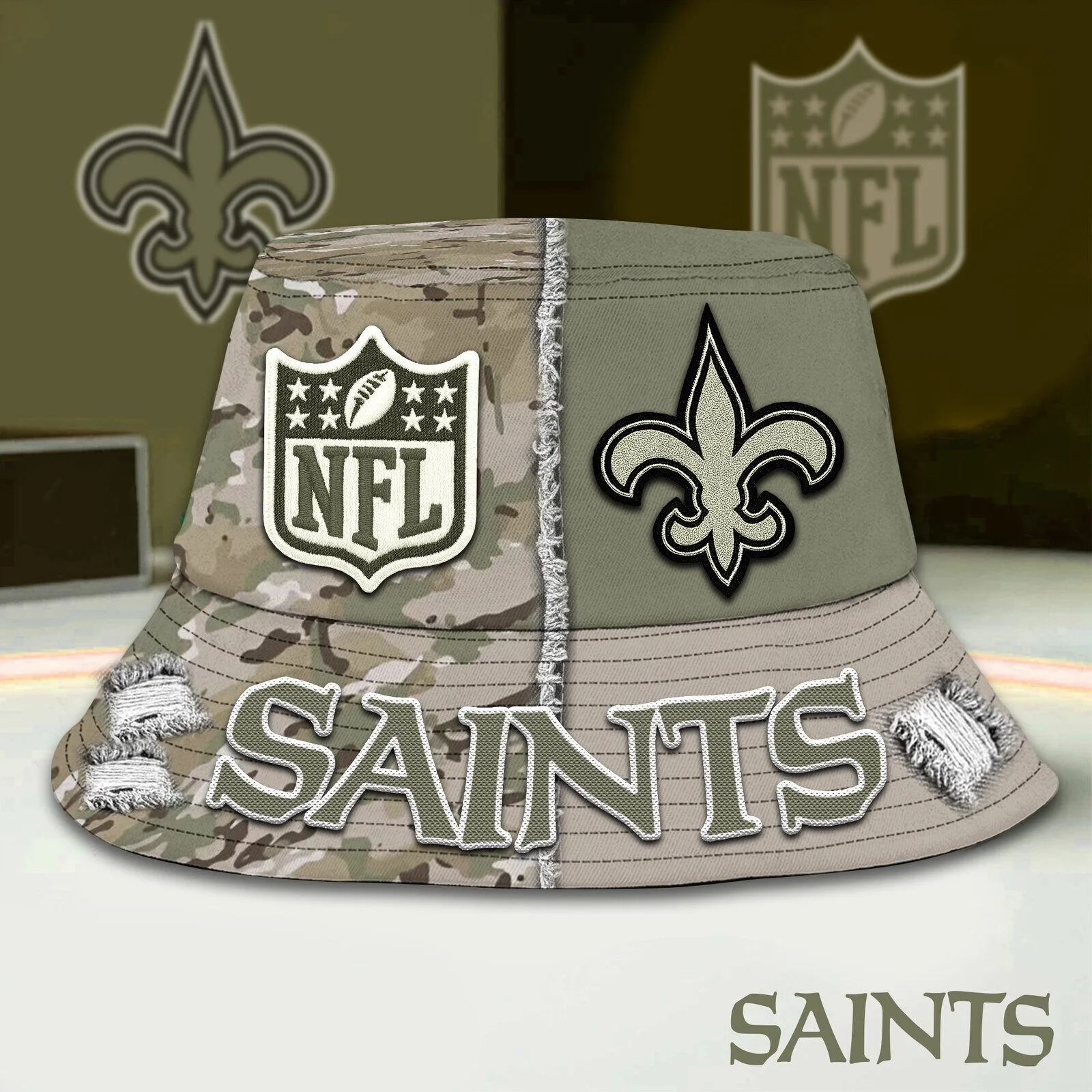 New Orleans Saints National Football League Camouflage Army Bucket Hat