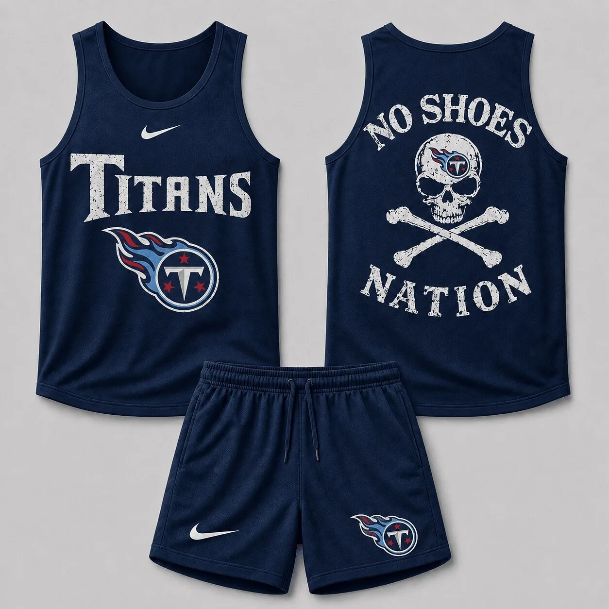 Tennessee Titans Skull Crossbones No Shoes Nation Tank Top
