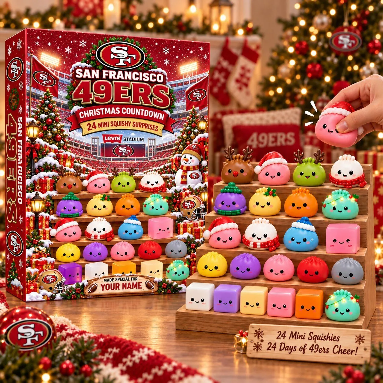 San Francisco 49ers Christmas Countdown 24 Mini Squishy Surprises Advent Calendar