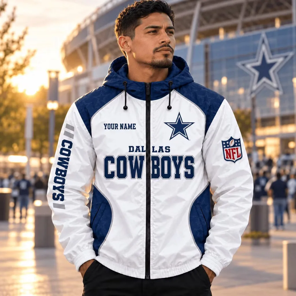 NFL Fan Gift Dallas Cowboys Personalized Windbreaker Jacket NFL Fan Gift Dallas Cowboys Personalized Windbreaker Jacket