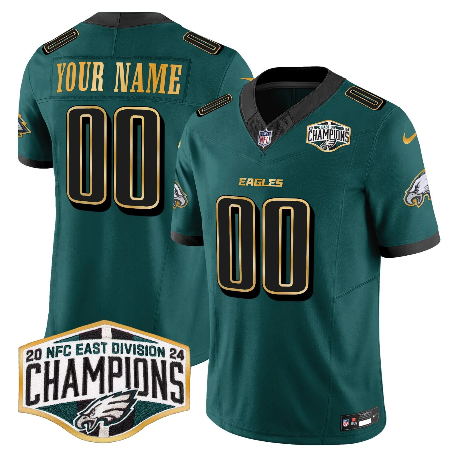 Custom Football Jersey for 2024 NFC East Division Champions – Philadelphia Eagles