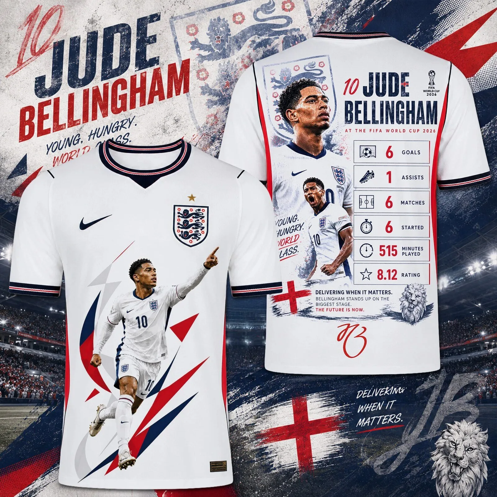 Jude Bellingham FIFA World Cup 2026 England Football Jersey 1 Jude Bellingham FIFA World Cup 2026 England Football Jersey