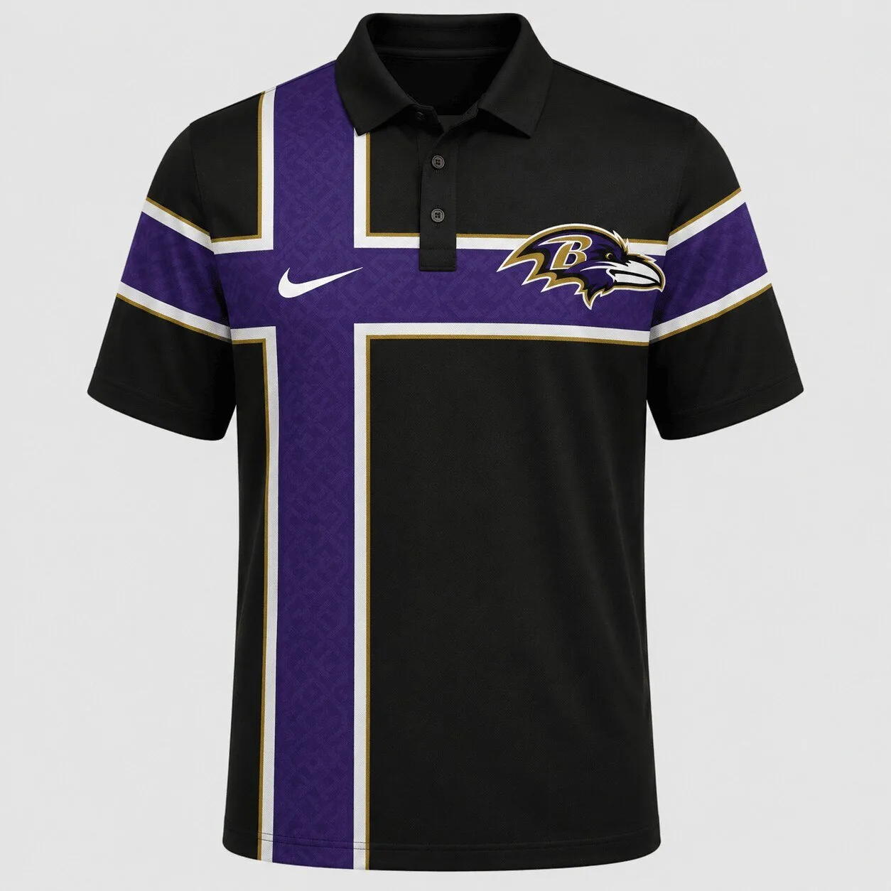 Baltimore Ravens NFL Football Team Fan Black and Purple Polo Shirt for Men