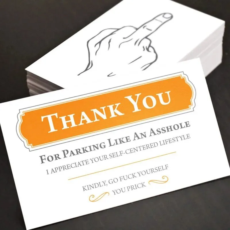 Funny Thank You For Parking Like An Asshole Novelty Gag Gift Cards