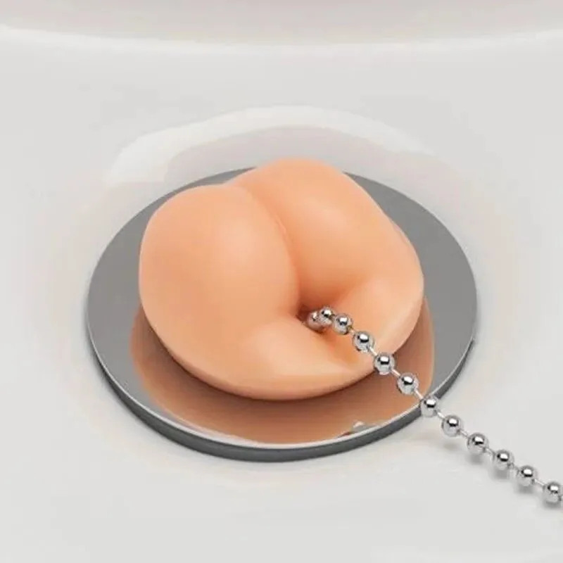Funny Butt Shaped Sink Plug with Chain for Bathroom or Kitchen Drain