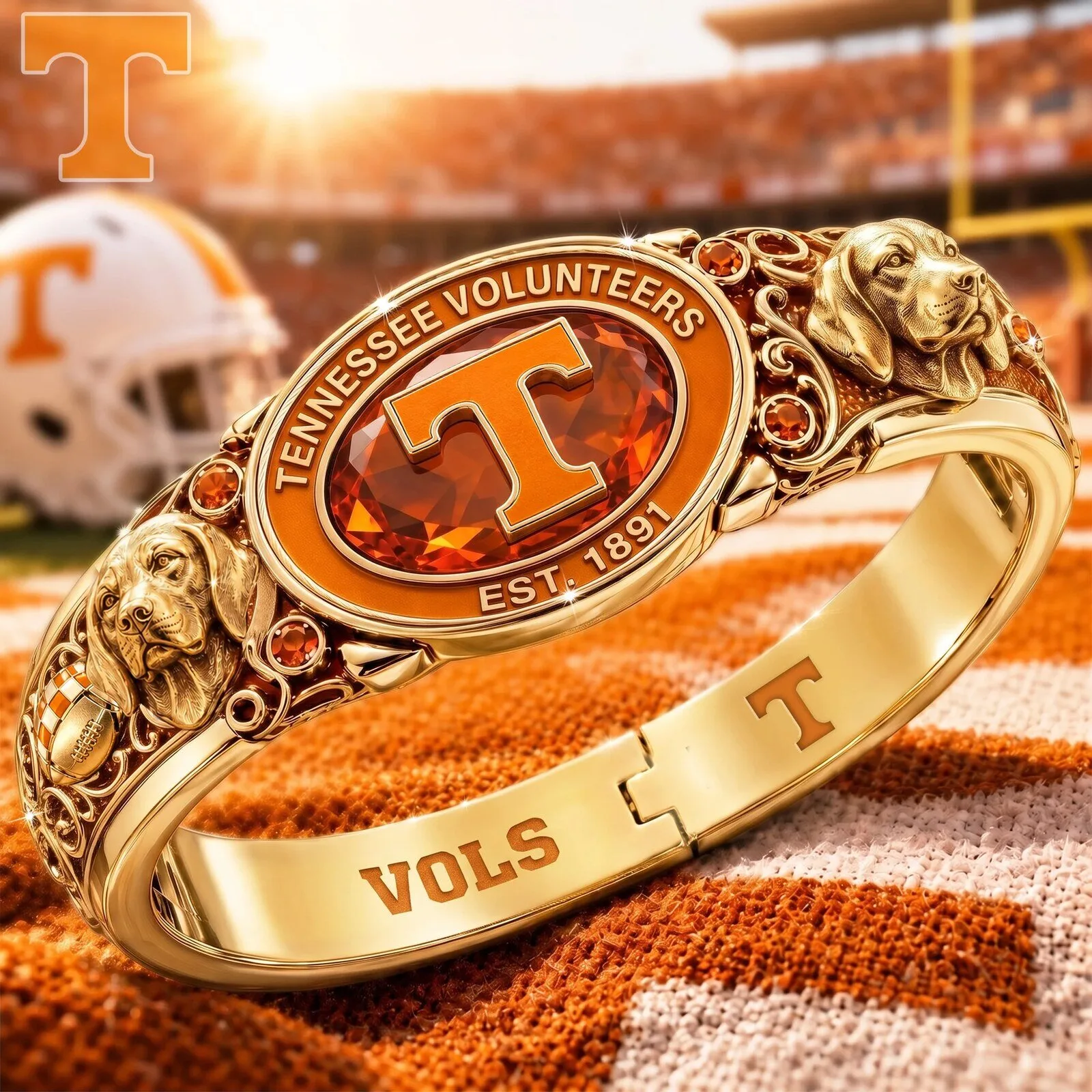 Tennessee Volunteers Football Team Gold Tone Commemorative Bracelet