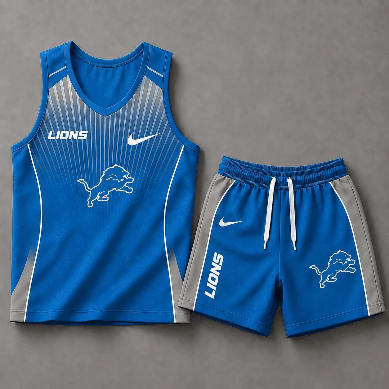 Detroit Lions NFL Football Team Blue Tank Top and Shorts Set for Youth