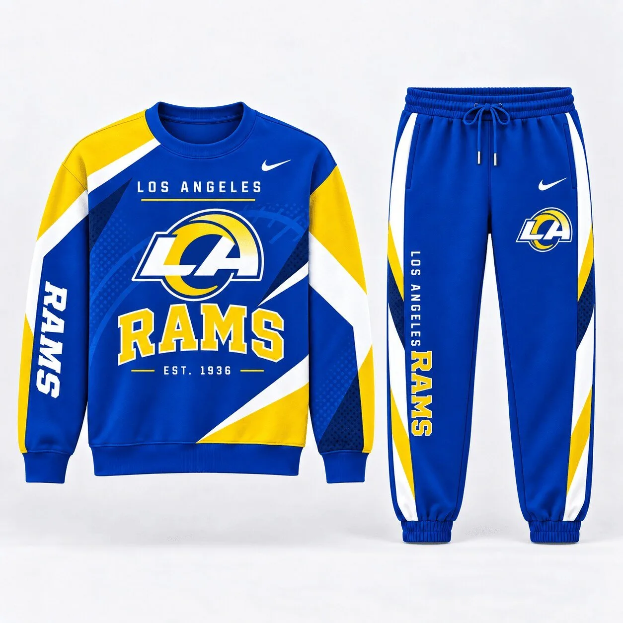 Los Angeles Rams Football Team Royal Blue and Yellow Sweatshirt and Jogger Set 1 Los Angeles Rams Football Team Royal Blue and Yellow Sweatshirt and Jogger Set