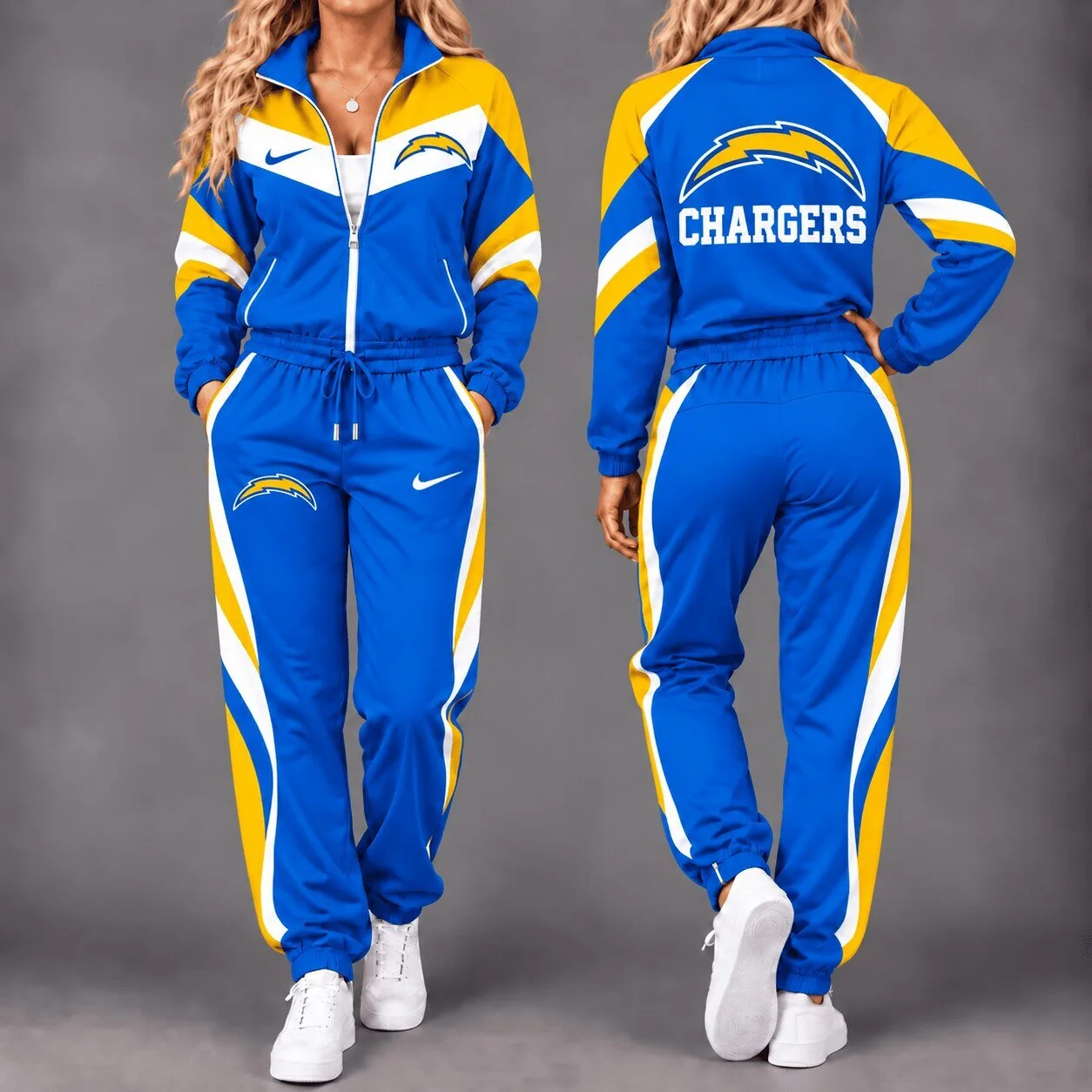 Los Angeles Chargers NFL Team Pride Blue and Yellow Tracksuit Jacket and Pants Set
