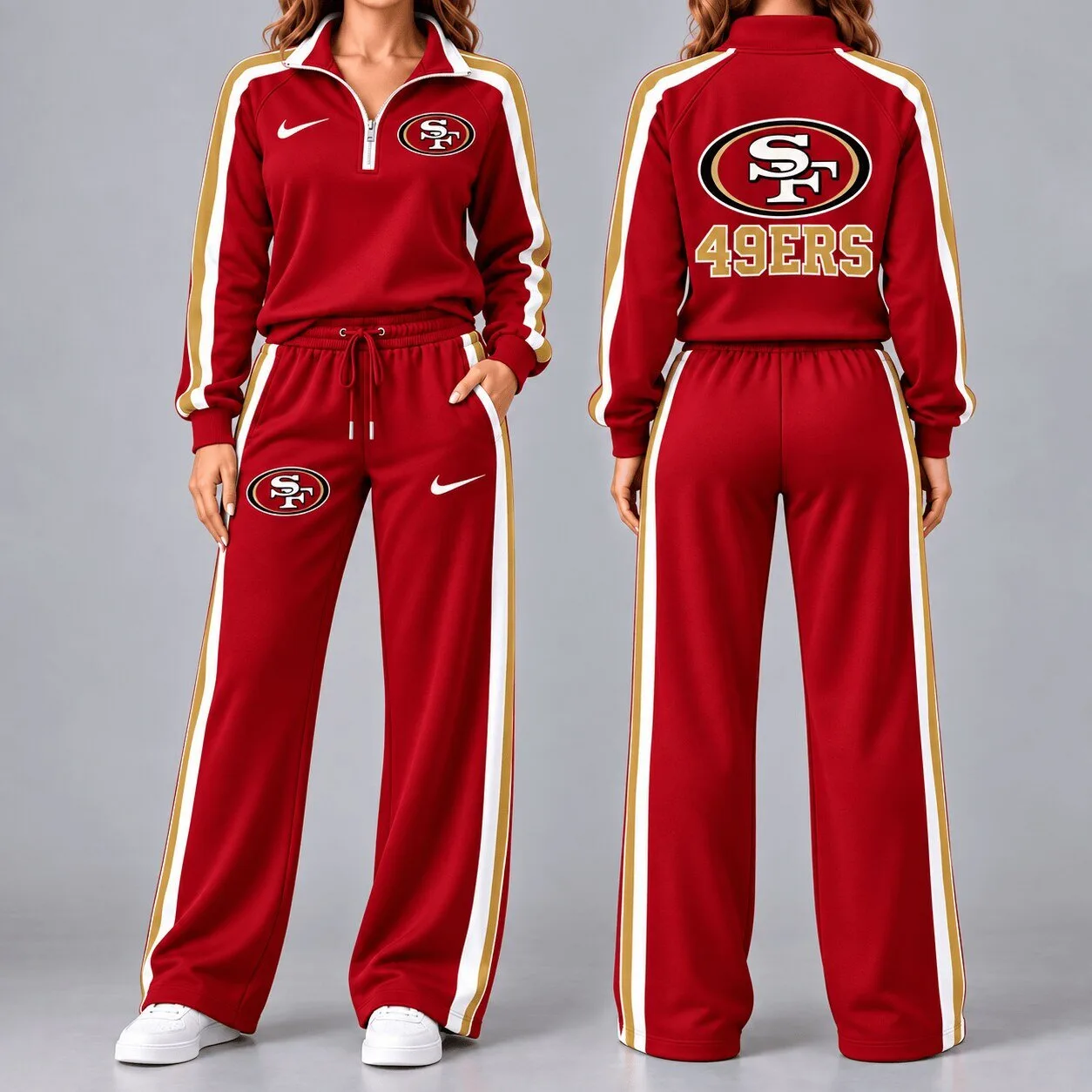 San Francisco 49ers Women's Red Quarter-Zip Jacket and Pants Set