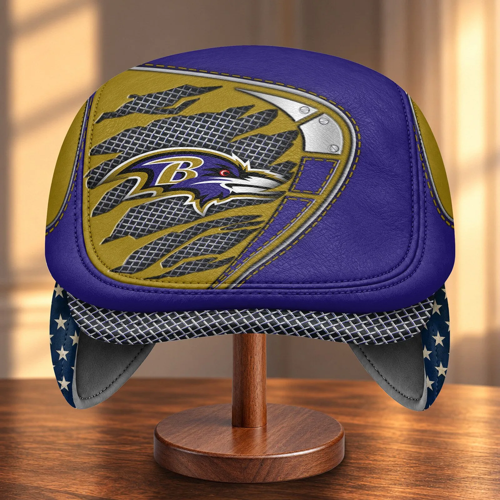 Baltimore Ravens NFL Football Team Logo Flat Cap Hat with Foldable Ear Flaps 7 Baltimore Ravens NFL Football Team Logo Flat Cap Hat with Foldable Ear Flaps