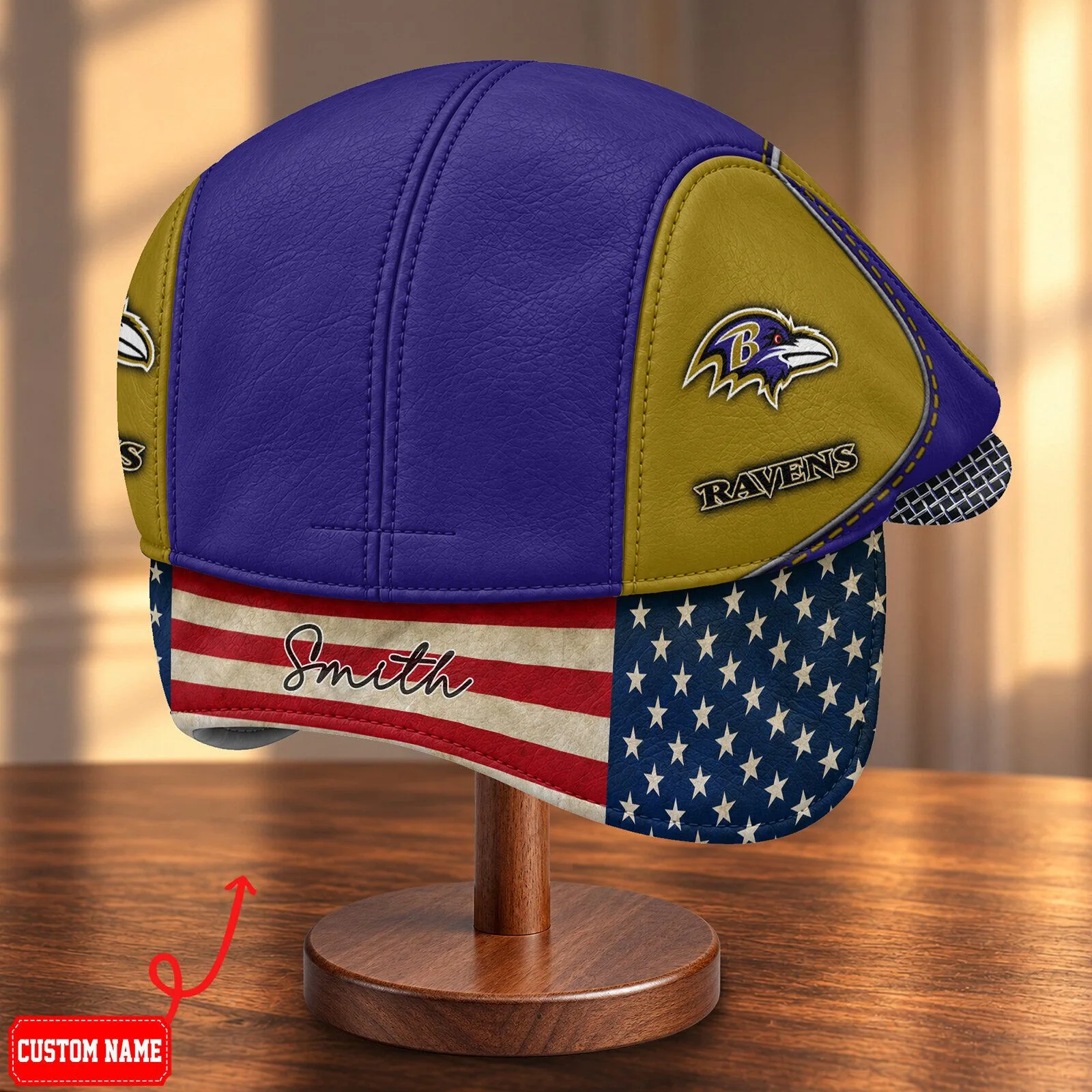 Baltimore Ravens NFL Football Team Logo Flat Cap Hat with Foldable Ear Flaps 8 Baltimore Ravens NFL Football Team Logo Flat Cap Hat with Foldable Ear Flaps