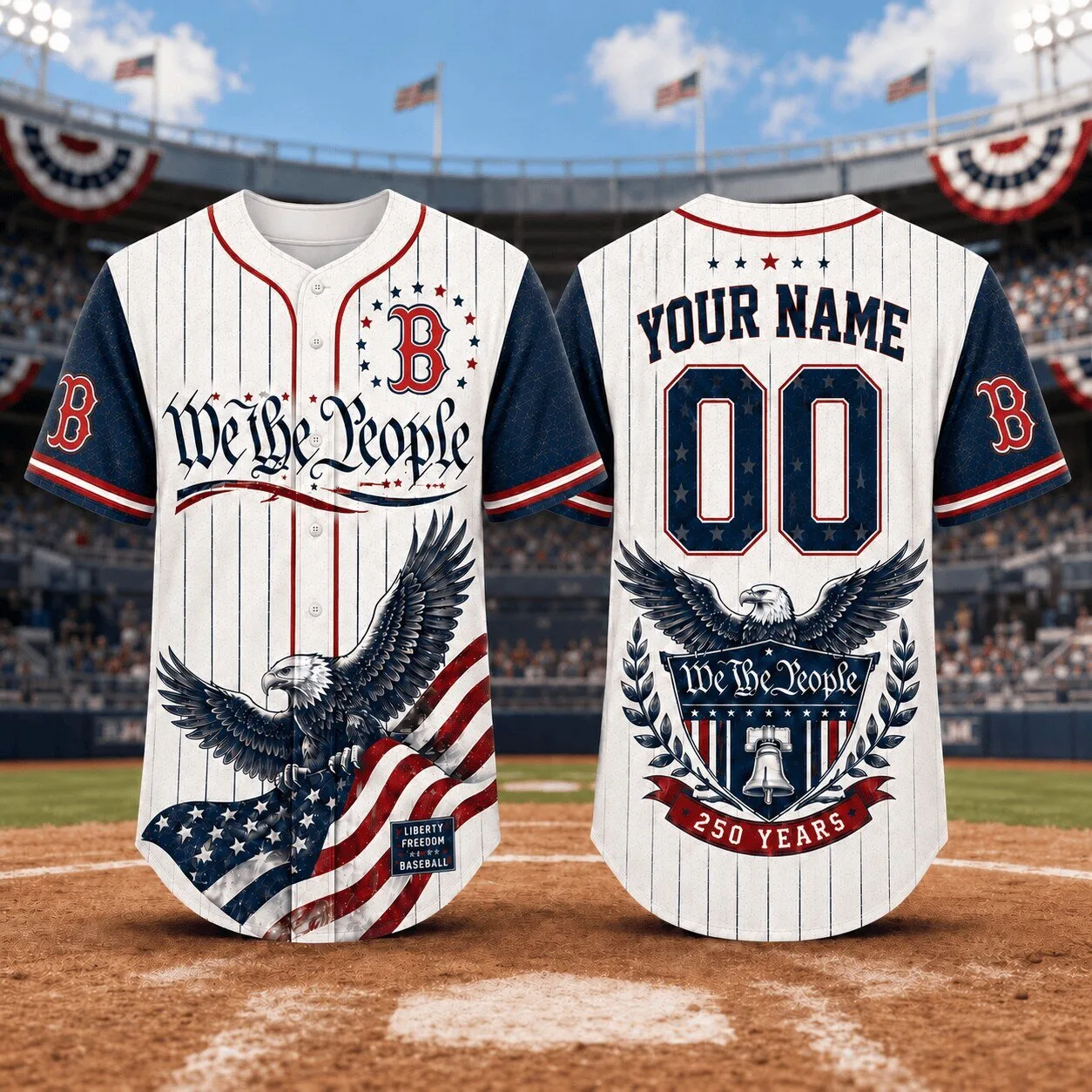 Boston Red Sox Baseball We The People Personalized Baseball Jersey