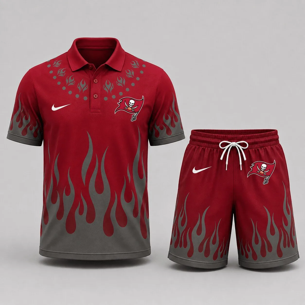 Tampa Bay Buccaneers Flame Performance Polo Shirt and Shorts Set