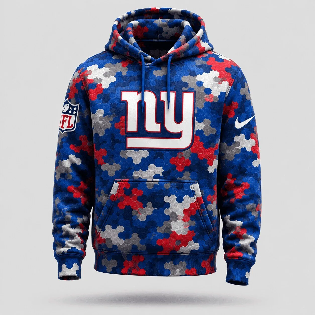 New York Giants NFL Game Day Camouflage Hexagon Pattern Hoodie