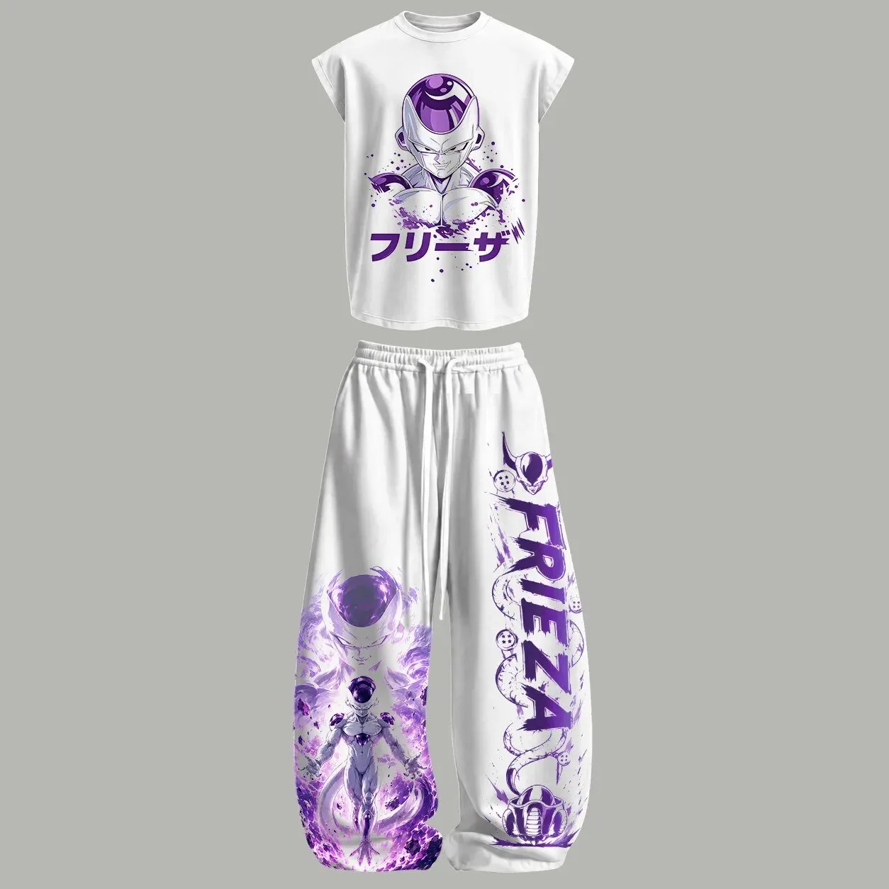Dragon Ball Z Frieza Anime Character Two-Piece Tank Top and Pants Set