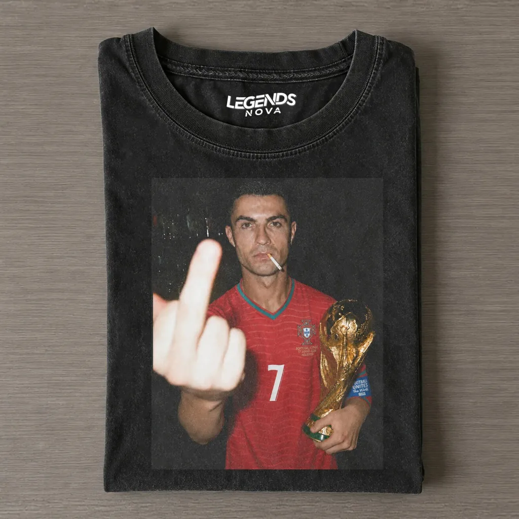 Cristiano Ronaldo Smoking Middle Finger World Cup Champion Vintage T-Shirt Cristiano Ronaldo Smoking Middle Finger World Cup Champion Vintage T-Shirt