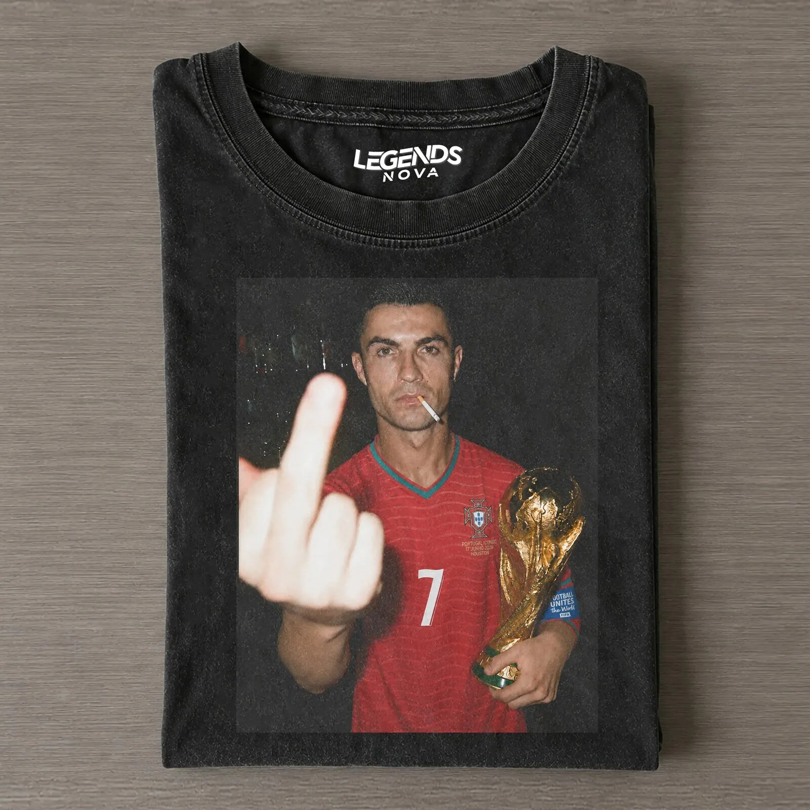 Cristiano Ronaldo Smoking Middle Finger World Cup Champion Vintage T-Shirt