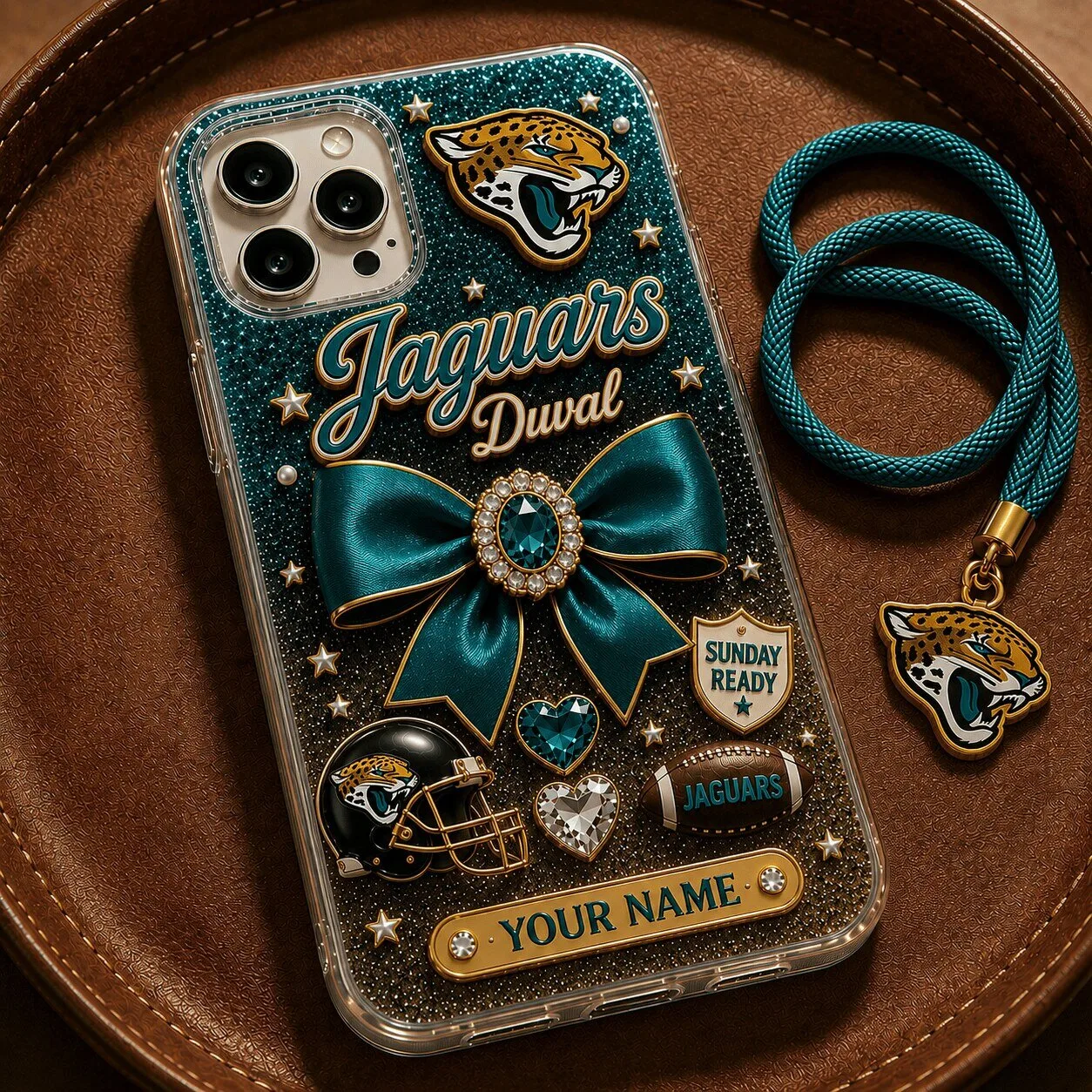 Jacksonville Jaguars Football Team Personalized Glitter Phone Case