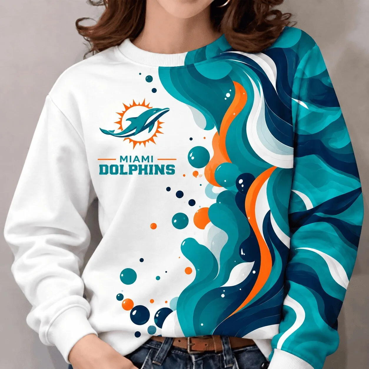 Miami Dolphins NFL Team Color Vibrant Tide Series Sweatshirt