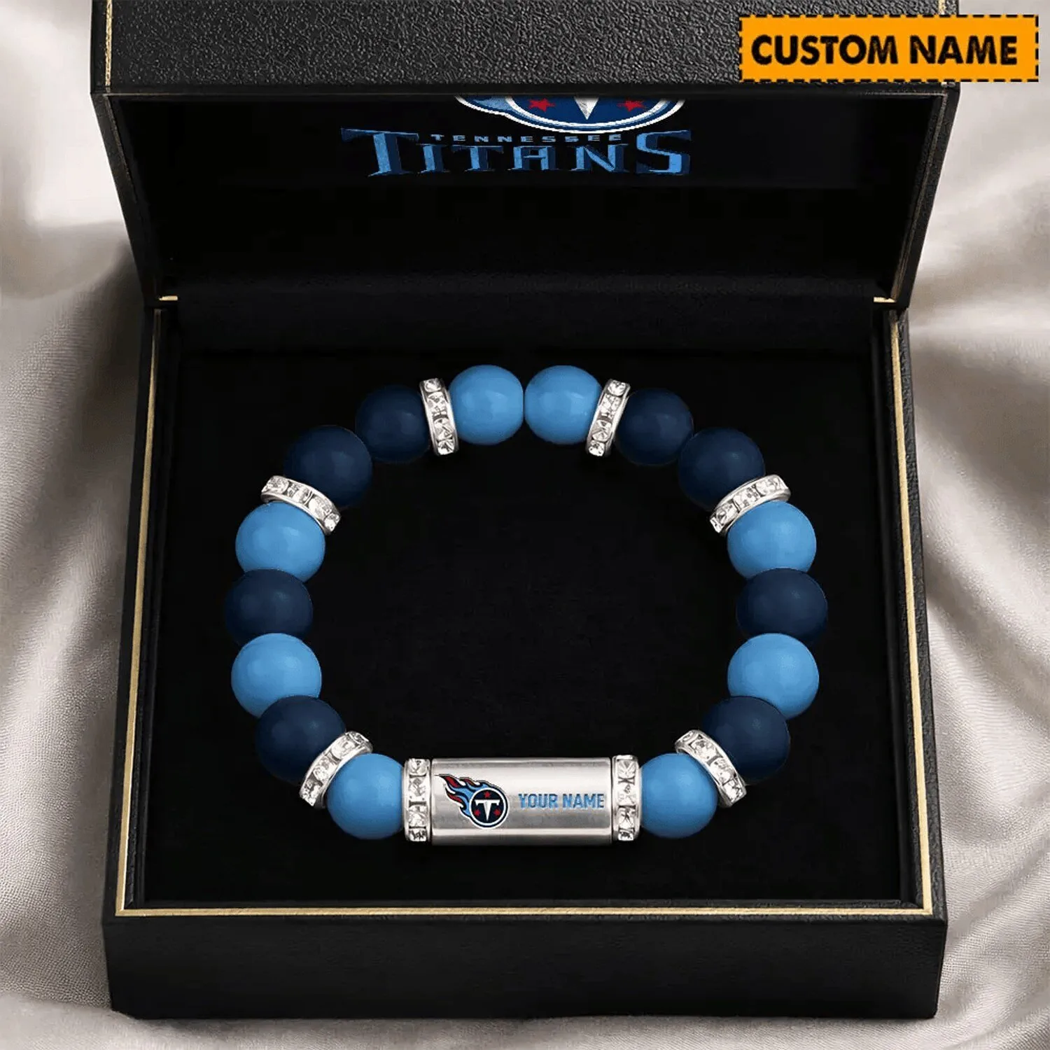 Tennessee Titans Custom Name Beaded Bracelet NFL Football Fan Jewelry Gift