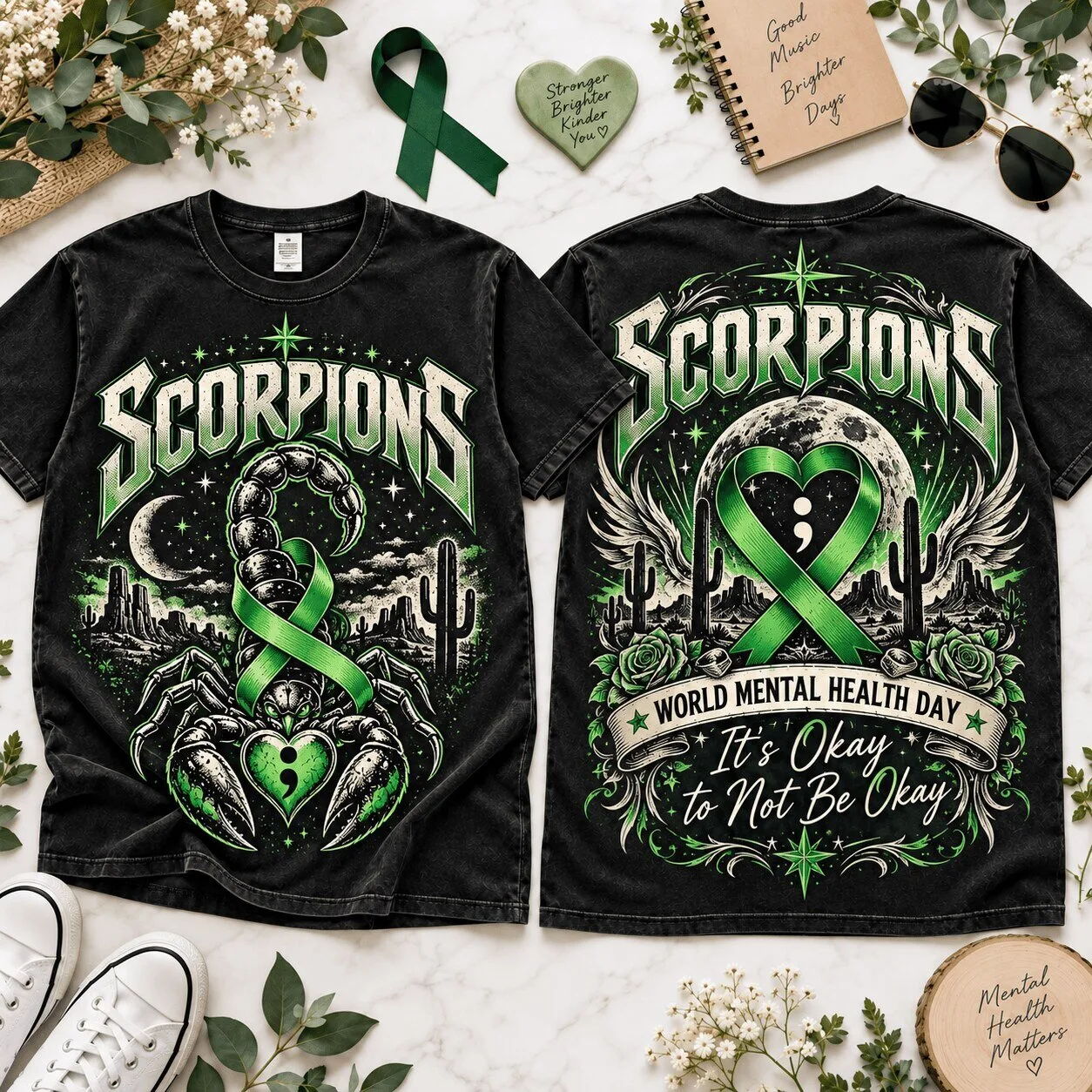 Scorpions World Mental Health Day It's Okay To Not Be Okay T-Shirt 1 scorpions world mental health day it s okay to not be okay t shirt featured