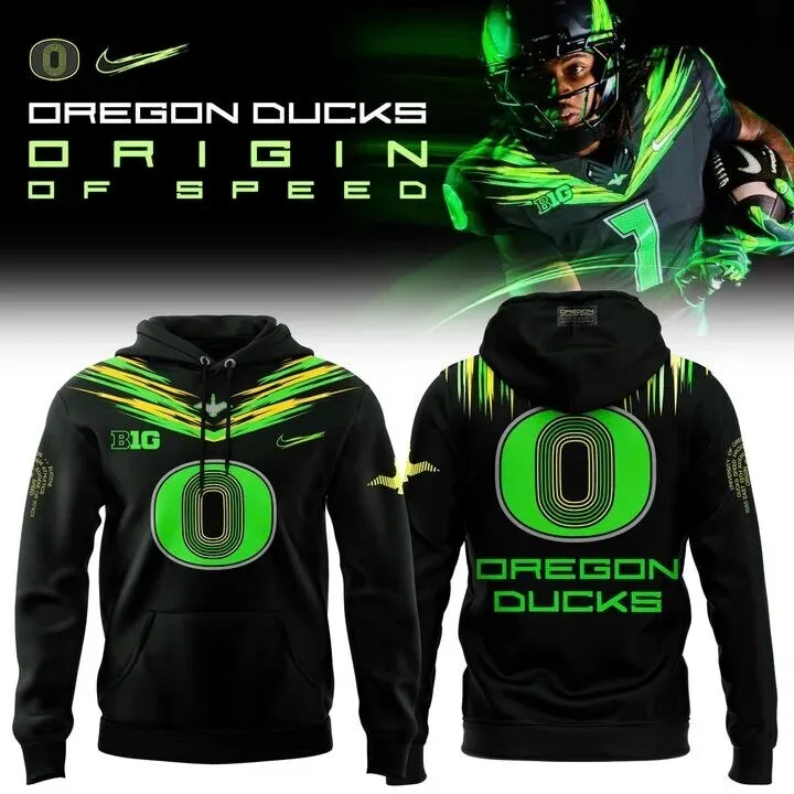 Black and Green Oregon Ducks Hoodie - Origin of Speed Football Team Gear 5 Black and Green Oregon Ducks Hoodie - Origin of Speed Football Team Gear