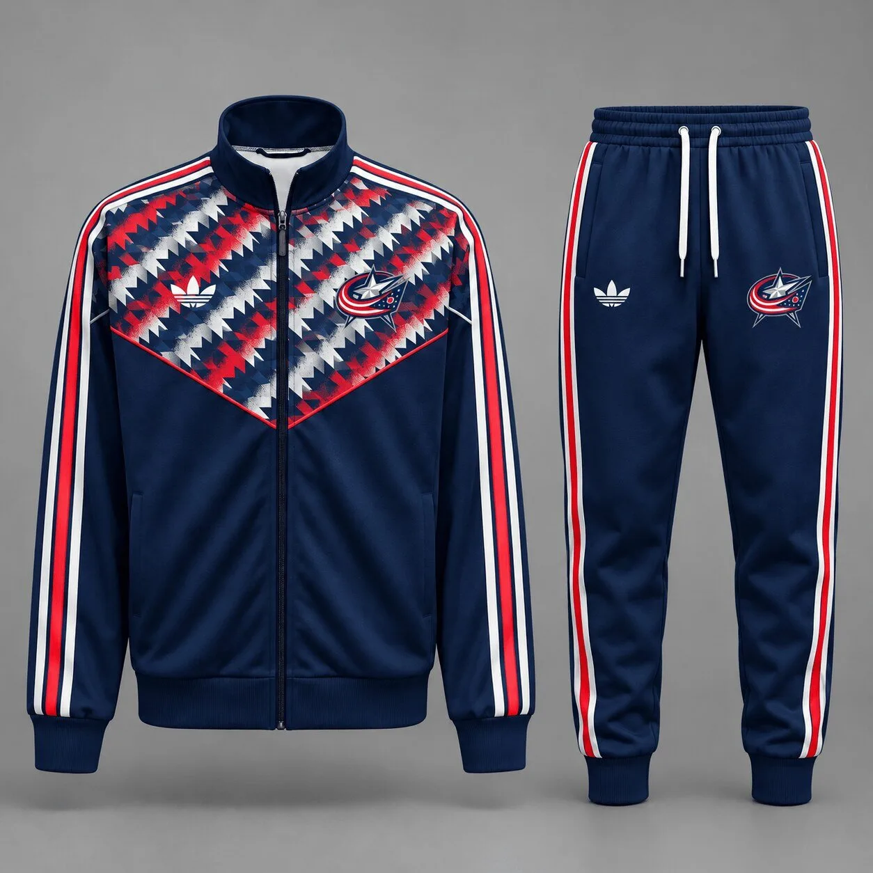 Columbus Blue Jackets Heritage Chevron Track Jacket