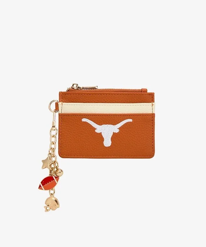 Texas Longhorns Football Team Logo Card Holder Wallet with Charm Keychain