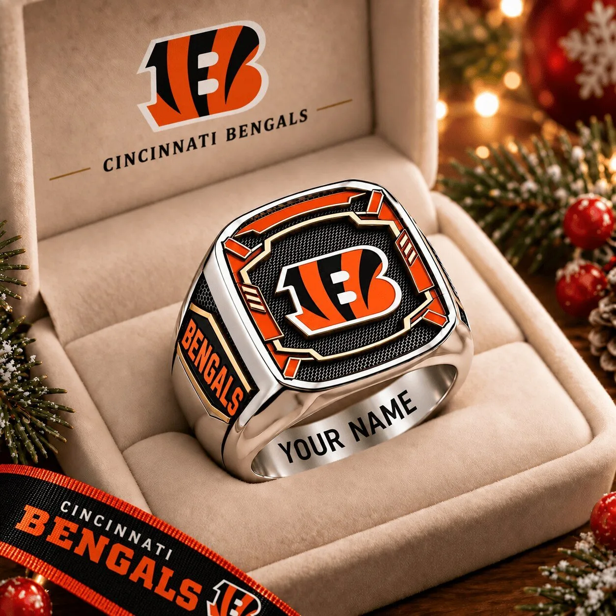 Cincinnati Bengals Custom Name Engraved Football Team Ring