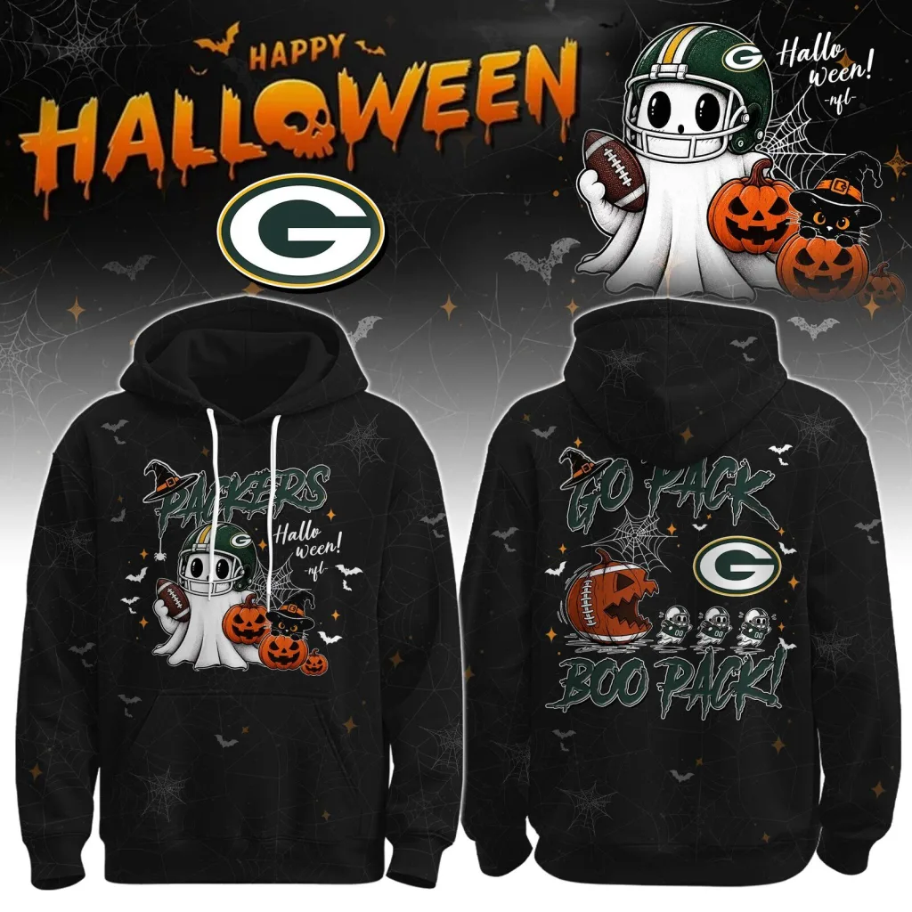 Green Bay Packers Halloween Ghost Football Player Black Hoodie Green Bay Packers Halloween Ghost Football Player Black Hoodie