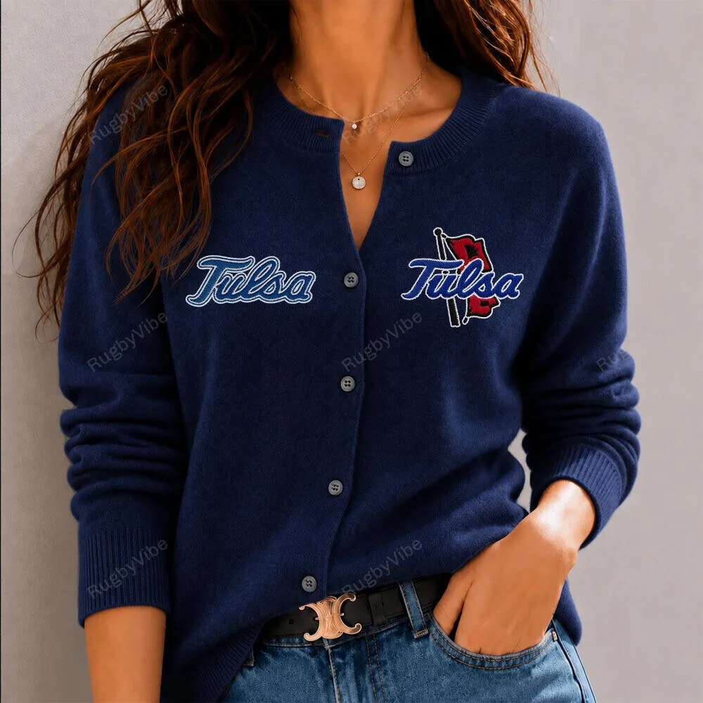 Tulsa Golden Hurricane NCAA Embroidered Cardigan Sweater