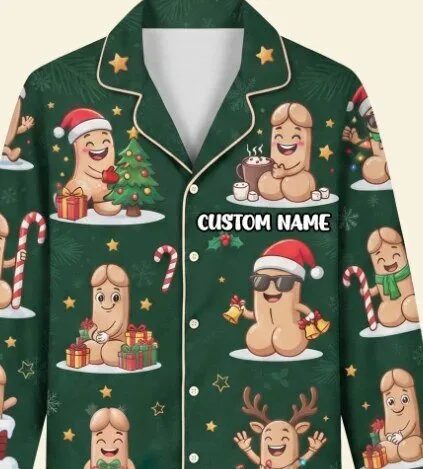 Funny Christmas Dick Character Pajama Set for Adults, Holiday Matching Sleepwear 9 Funny Christmas Dick Character Pajama Set for Adults, Holiday Matching Sleepwear