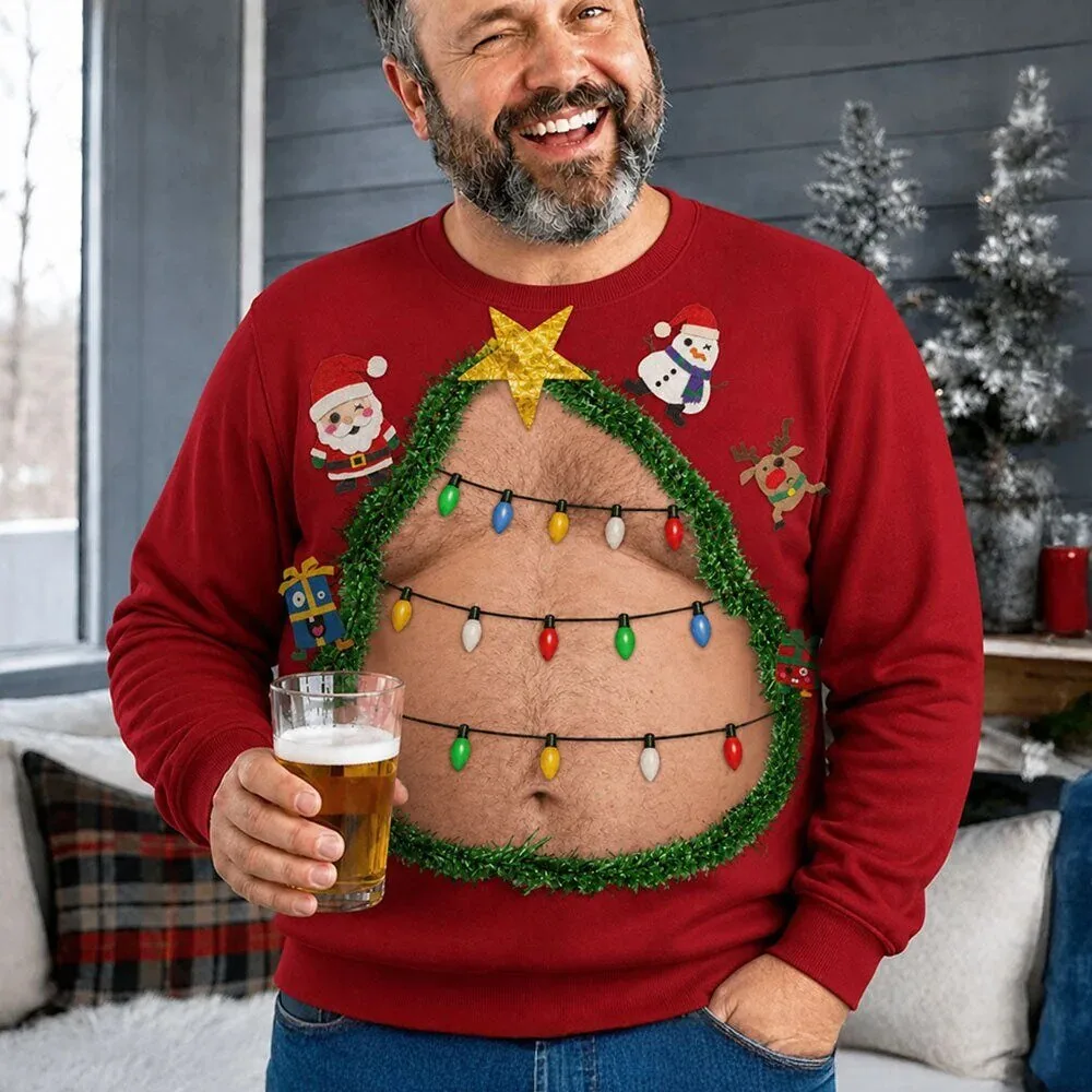 Funny Christmas Tree Belly Ugly Christmas Sweater