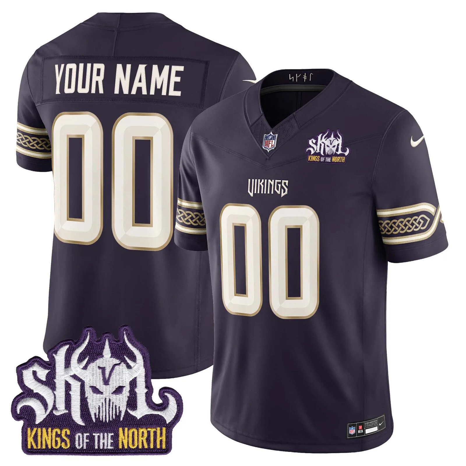 Kings Of The North Custom Football Jersey for Minnesota Vikings 1 Kings Of The North Custom Football Jersey for Minnesota Vikings