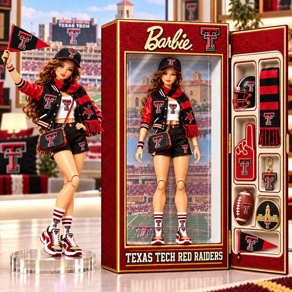 Barbie Texas Tech Red Raiders Collectible Fashion Doll with Accessories Barbie Texas Tech Red Raiders Collectible Fashion Doll with Accessories