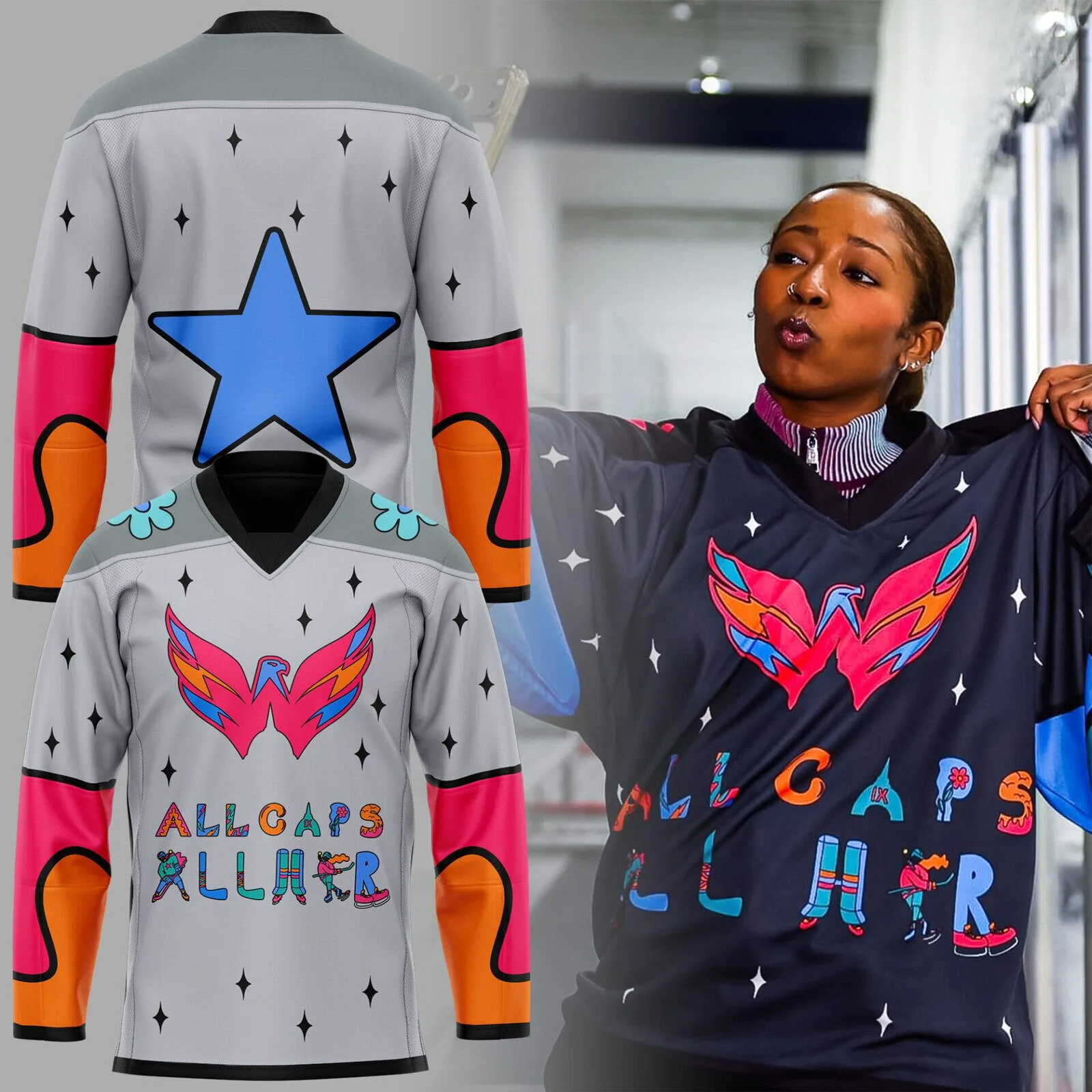 All Caps All Her Washington Capitals Hockey Jersey for Women