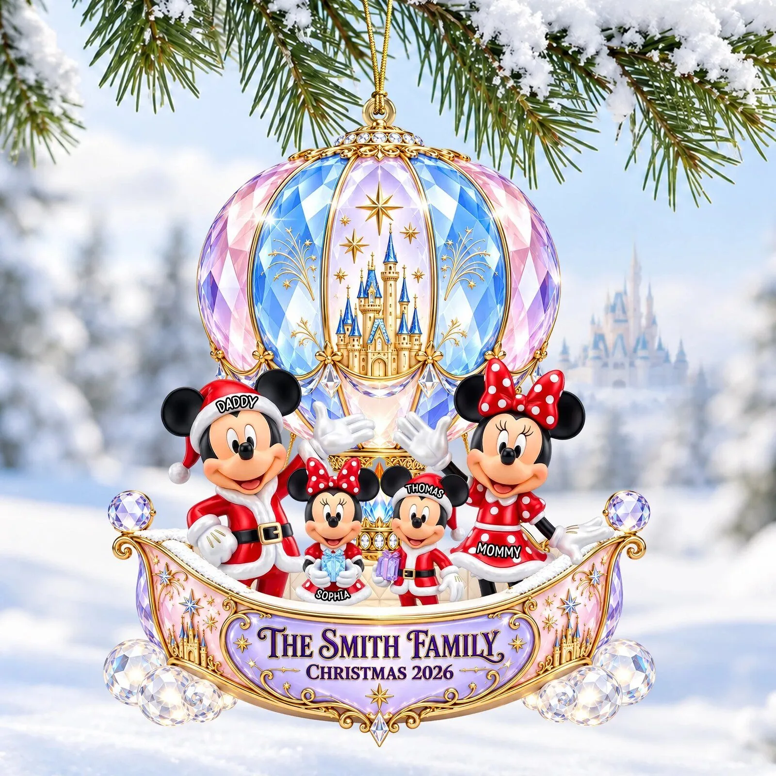 Personalized Disney Mickey and Minnie Mouse Family Christmas Ornament 5 Personalized Disney Mickey and Minnie Mouse Family Christmas Ornament