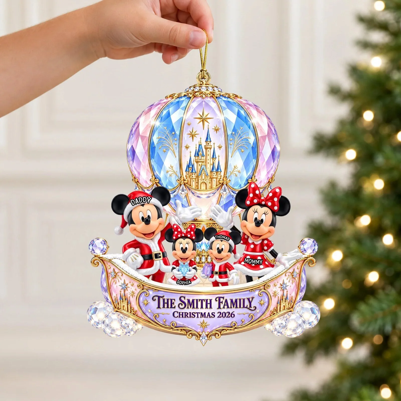 Personalized Disney Mickey and Minnie Mouse Family Christmas Ornament 6 Personalized Disney Mickey and Minnie Mouse Family Christmas Ornament