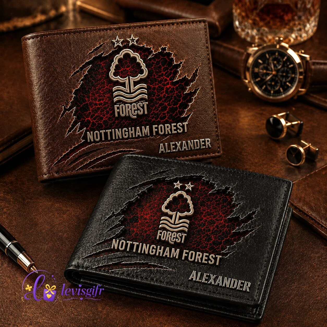Nottingham Forest Football Club Personalized Leather Wallet for Men