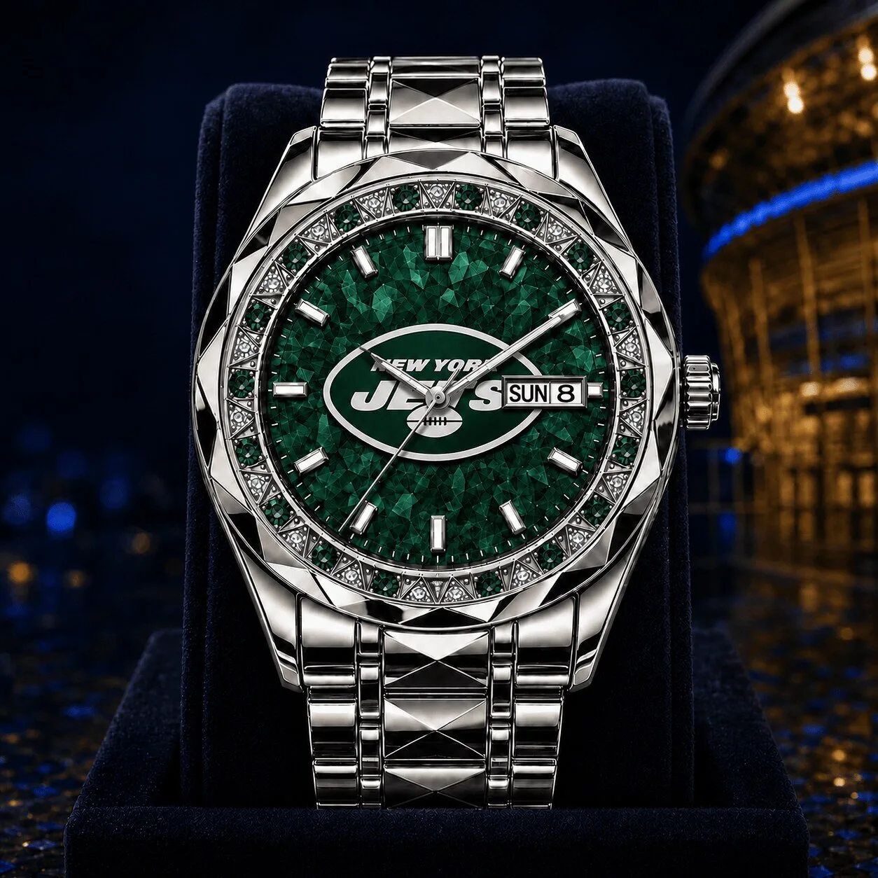 New York Jets National Football League Men's Diamond Bezel Watch