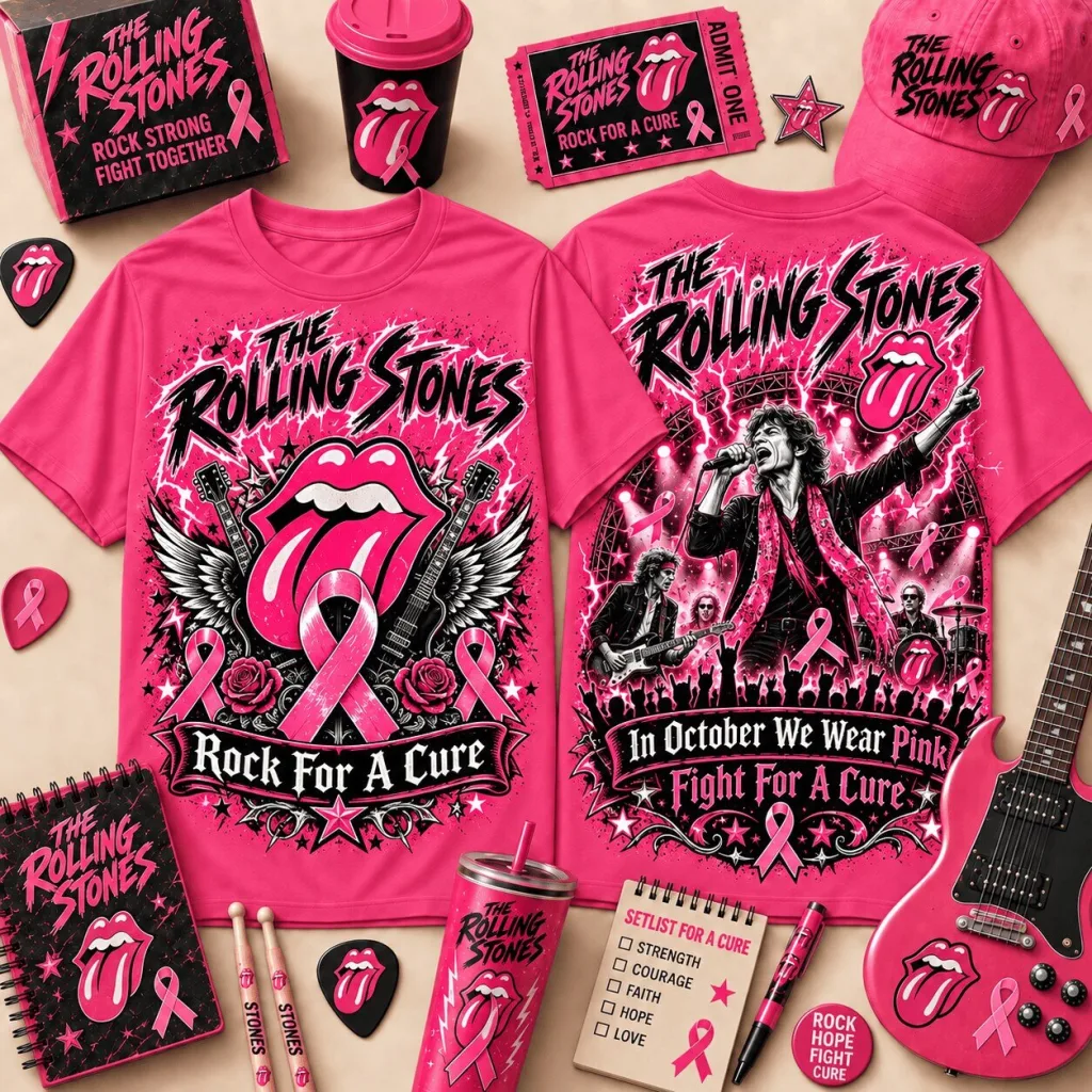 The Rolling Stones Pink Ribbon Breast Cancer Awareness T-Shirt The Rolling Stones Pink Ribbon Breast Cancer Awareness T-Shirt