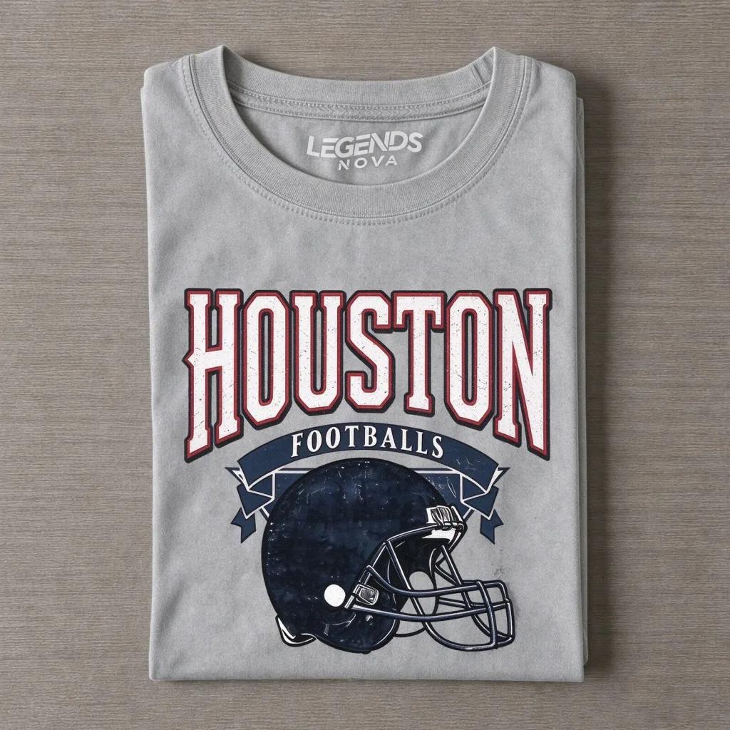 Houston Football Distressed Graphic T-Shirt Houston Football Distressed Graphic T-Shirt