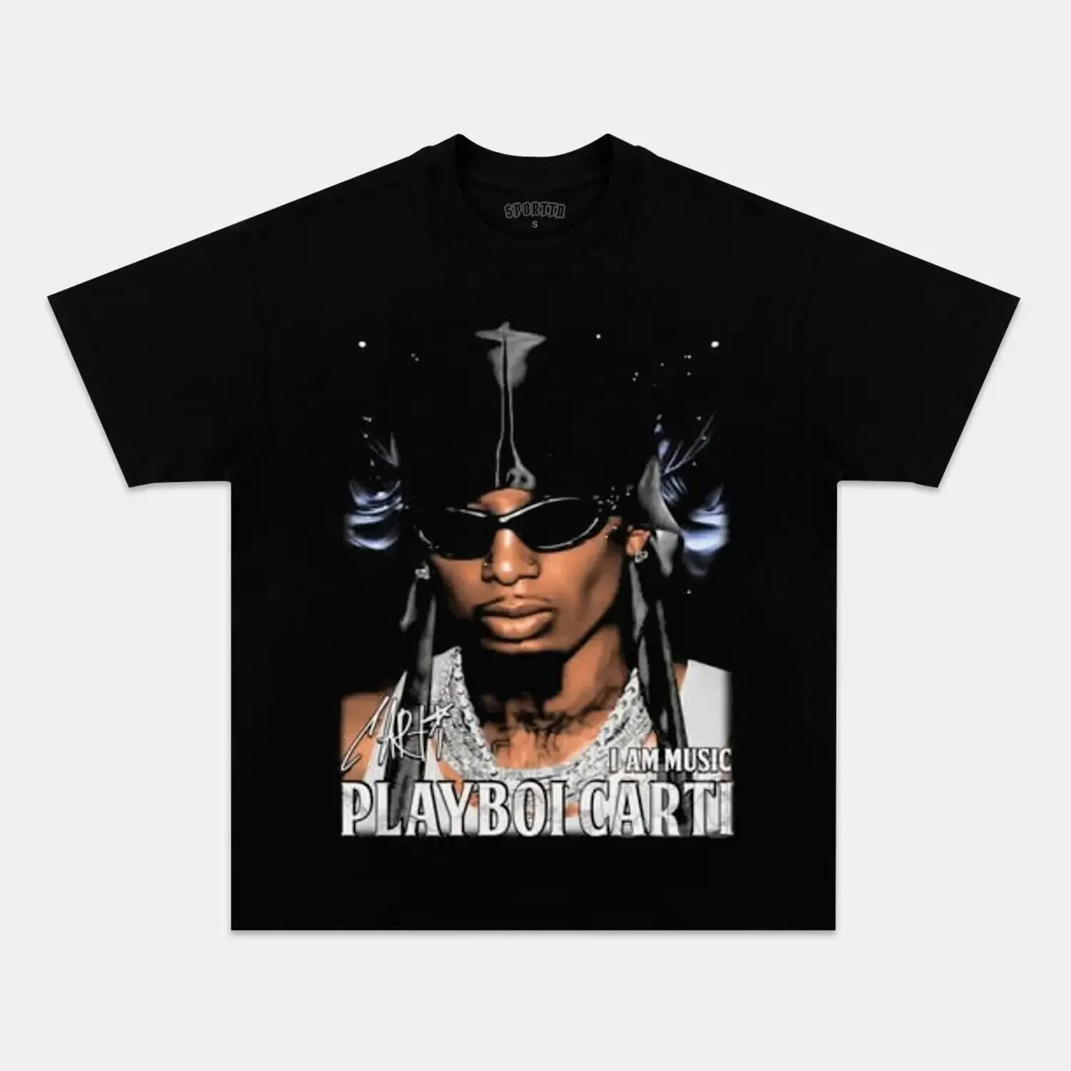 Black Graphic T-Shirt featuring Playboi Carti I Am Music Design