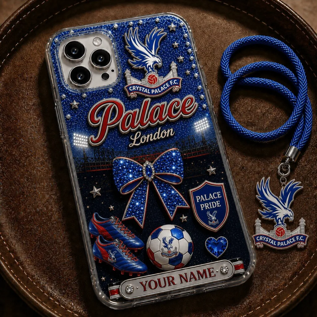 Crystal Palace Football Club Glitter Phone Case with Custom Name Crystal Palace Football Club Glitter Phone Case with Custom Name